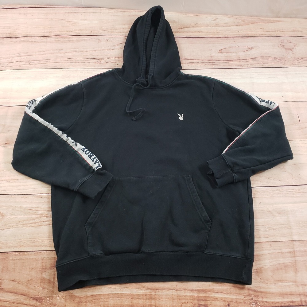 Playboy x Pacsun Sweater Mens Large Black White Hoodie Sweatshirt Pullover Adult